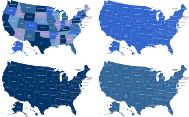 Blue USA maps. Map vector