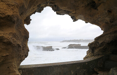 biarritz  playa cueva mirador francia país vasco francés 4M0A9822-as21 - obrazy, fototapety, plakaty
