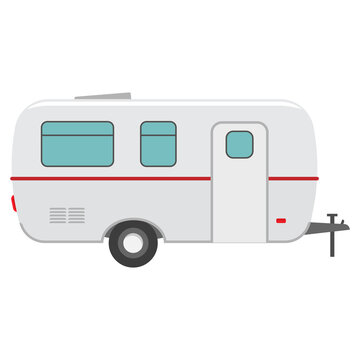 Rv camping trailer, travel mobile home, caravan. Home camper for travel, trailer mobile.
