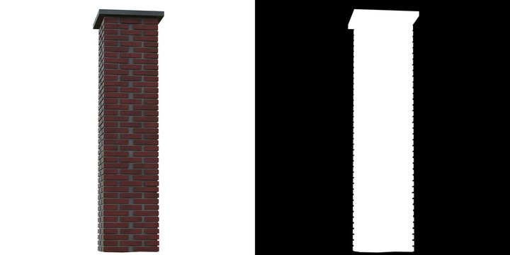 3D rendering illustration of a brick pillar