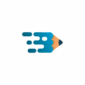 moton blue pencil art logo design