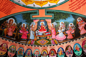 Obraz premium Ceiling of temple of Harsiddhi Mata. Ujjain, India