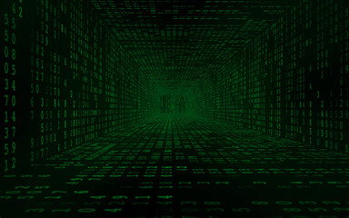 matrix tunnel green and black technology background
