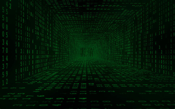 matrix tunnel green and black technology background