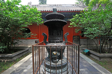 Traditional Chinese style incense burner in temple, Beijing