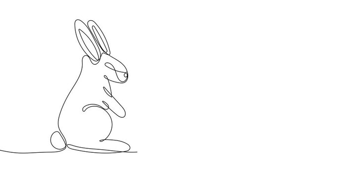 Animated continuous line drawing of   easter rabbit. Happy easter. 
