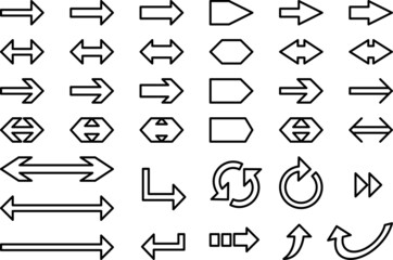 矢印バリエーションセット_黒線塗り無し