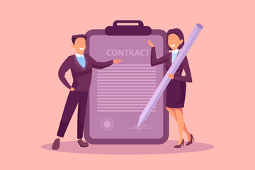 Vector of businesspeople signing a contract