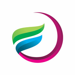 Obraz premium circle letter f leaf logo design