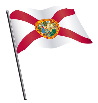 florida fl flag flying waving on flagpole