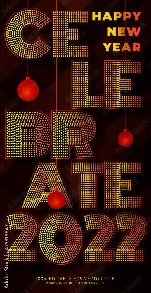 Fototapete new year greeting 2022 editable text effect vector background