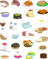 Variety of food, vector design collection