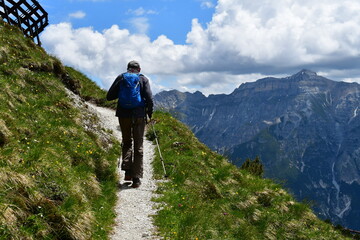 Man hiking in Stubai Valley 