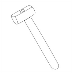 Line drawing of a hammer. Isolated vector illustration.