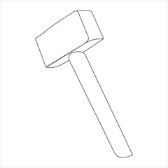 Line drawing of a hammer. Isolated vector illustration.