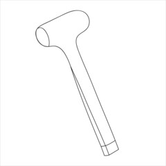Line drawing of a hammer. Isolated vector illustration.