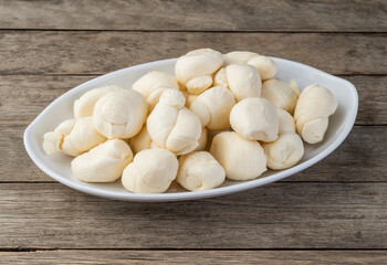 Nozinho or Knot mozzarella, typical brazilian artisanal fresh white cheese