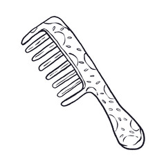 vector illustration of hair comb, children's coloring book drawing, isolated object