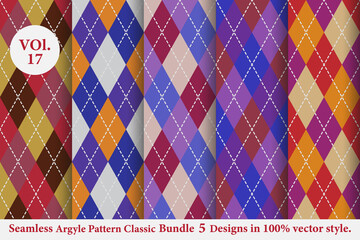 Argyle classic Pattern vector Bundle 5 designs Vol.17,Traditional,Fabric texture background