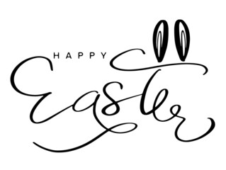 Happy easter egg calligraphy lettering font text decoration ornament kid ear rabbit bunny creative design graphic spring summer on march april season celebate festival party event