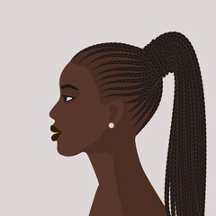 Black Girl with Braided Ponytail - 475317886