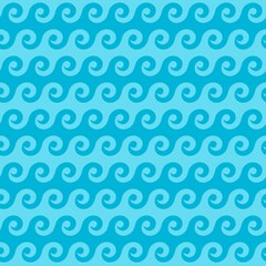 Stylized blue waves seamless pattern