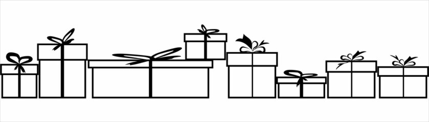 gift boxes black silhouette on white background