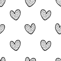 Abstract vector hearts seamless pattern. Valentine's Day love theme, vector hand drawn