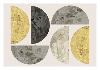 Minimal 20s geometric design poster, vector template with primitive shapes