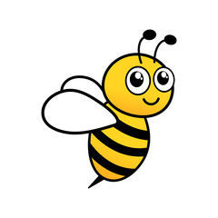 Cute bee with facial emotion. Bumblebee character. Vector illustration isolated on white