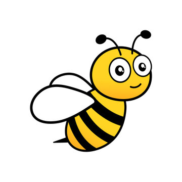 Cute scared bee with facial emotion. Bumblebee character. Vector illustration isolated on white