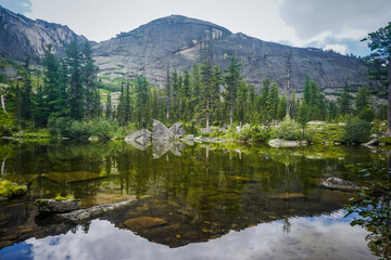 Beautiful mountain lake in the Ergaki nature reserve