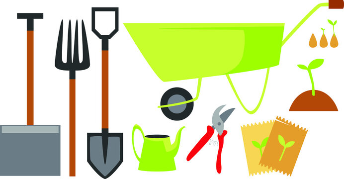 vector illustration, items for gardening. ogro, spring