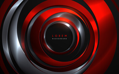 Abstract red and gray metal circle shapes background