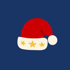 Doodle santa hat. Cute vector illustration for holiday decoration of cards, posters, concession products. Christmas and New Years element.