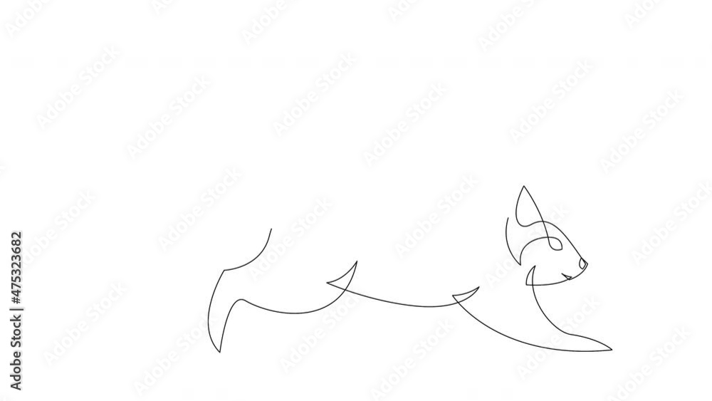 Poster animated self drawing of single continuous line drawing of running squirrel. corporation logo identi