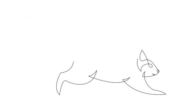 Animated self drawing of single continuous line drawing of running squirrel. Corporation logo identity. Company icon concept from chipmunk animal shape. Full length one line animation illustration.