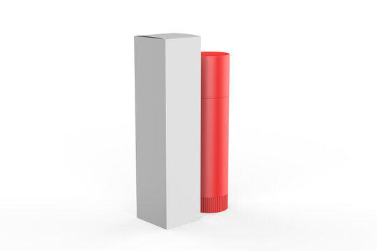 cosmetic Lip Balm Tube Mockup isolate on white background. 3d illustration