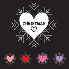 Christmas Valentine love winter hearts sign set