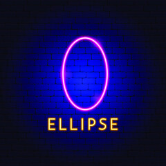 Ellipse Neon Label. Vector Illustration of Geometric Form Promotion.