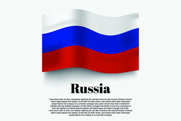 Rusia flag waving form on gray background. Vector illustration.