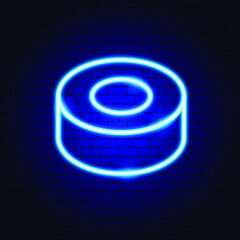 Ring Cylinder Neon Sign. Vector Illustration of Geometric Form Promotion.