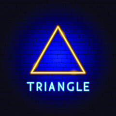Triangle Neon Label. Vector Illustration of Geometric Form Promotion.