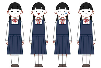 人物イラスト_女子高生表情セット