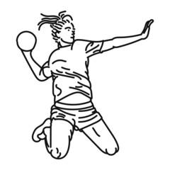 line art of woman posing stylishly playing handball
