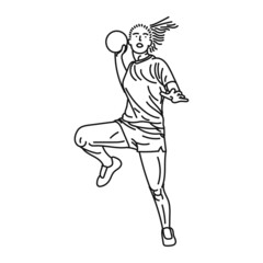line art of woman posing stylishly playing handball