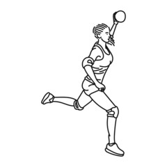 line art of woman posing stylishly playing handball