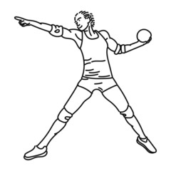 line art of woman posing stylishly playing handball