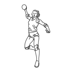line art of woman posing stylishly playing handball