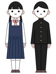 人物イラスト_学生男女